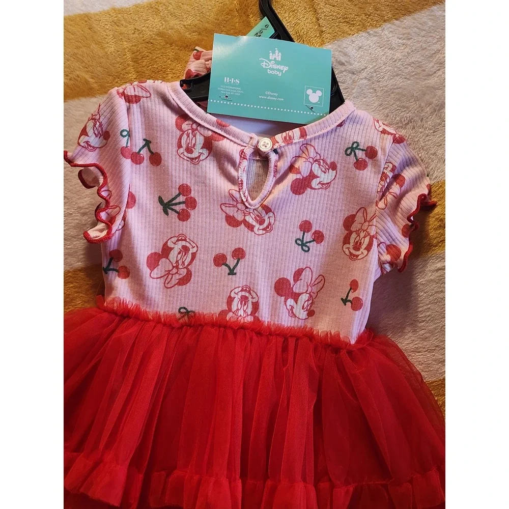 Disney Baby Minnie Mouse Tutu Bodysuit Headband Set Girls 6-9M NWT